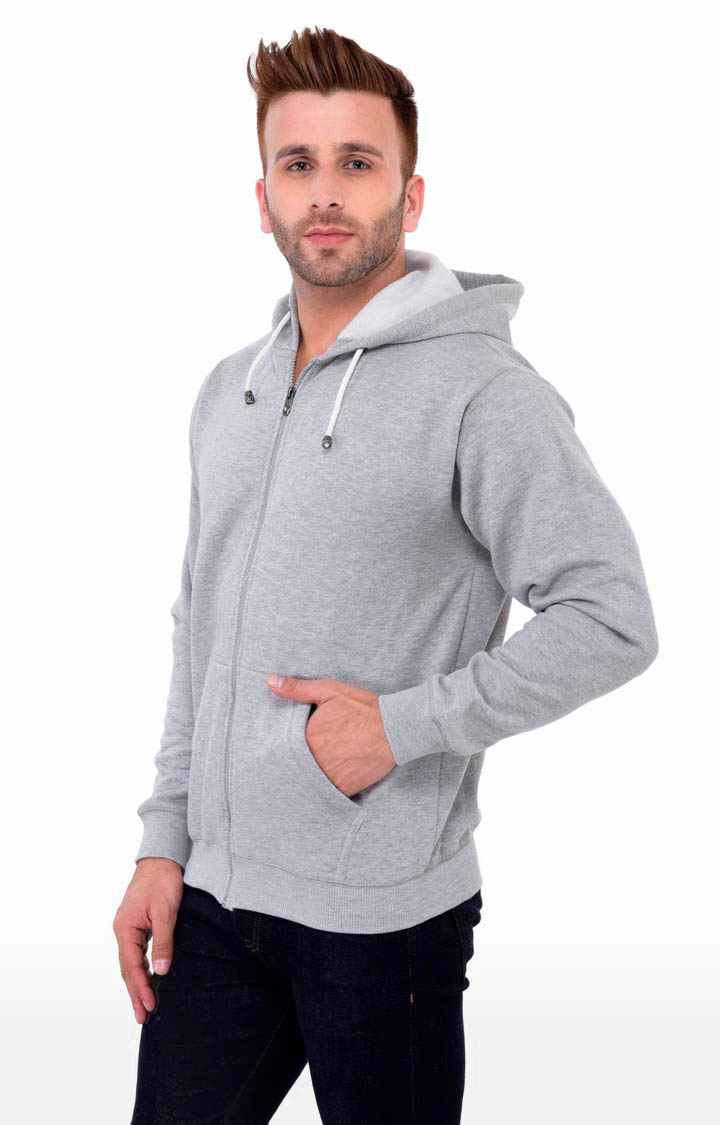 Men's Grey Polycotton Melange Hoodies