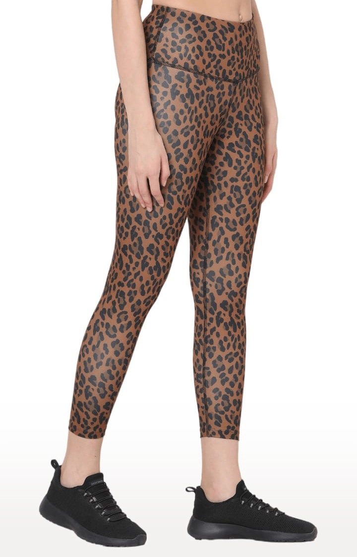 Women's Brown Polyester Activewear Legging