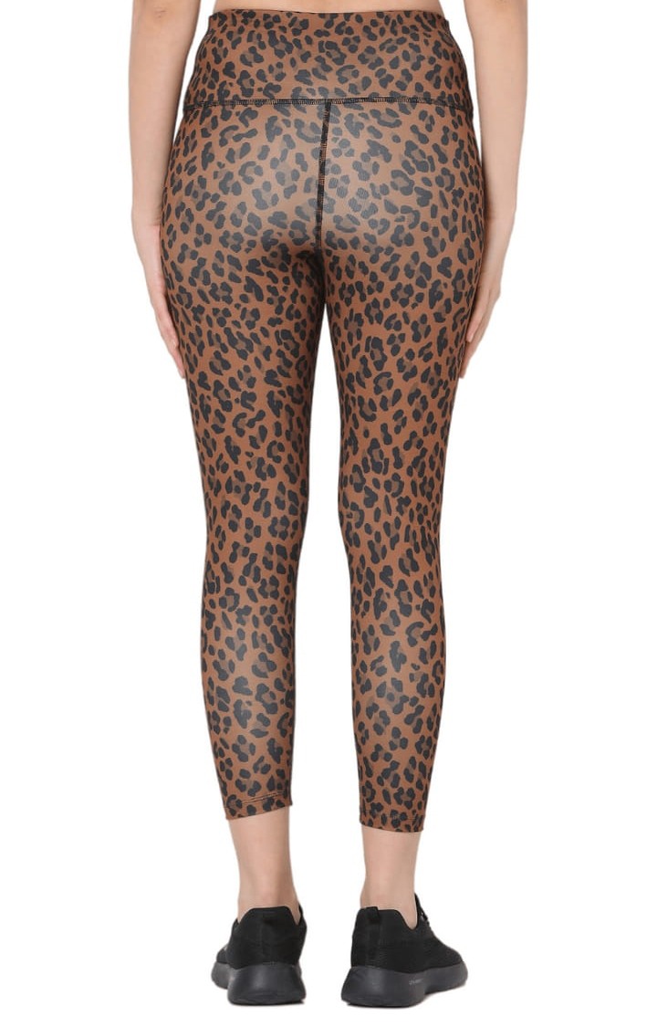 Women's Brown Polyester Activewear Legging