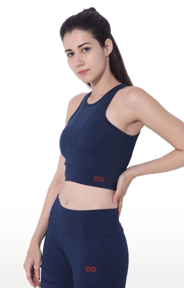 Women's Biker Moto Navy Blue Activewear Tank Top