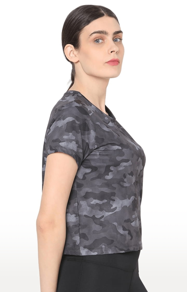 SilverTraq | Women's Dark Camo Polyester Solid Activewear T-Shirt 2