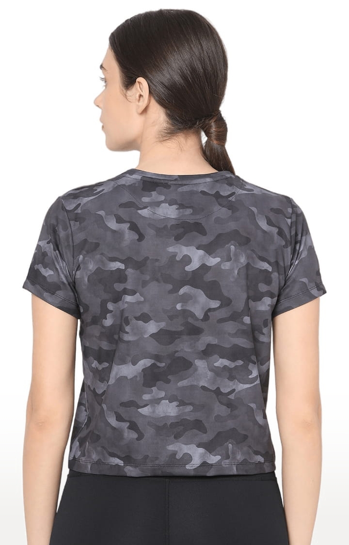 SilverTraq | Women's Dark Camo Polyester Solid Activewear T-Shirt 3