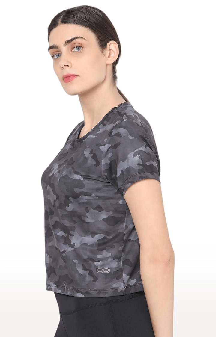 SilverTraq | Women's Dark Camo Polyester Solid Activewear T-Shirt 1