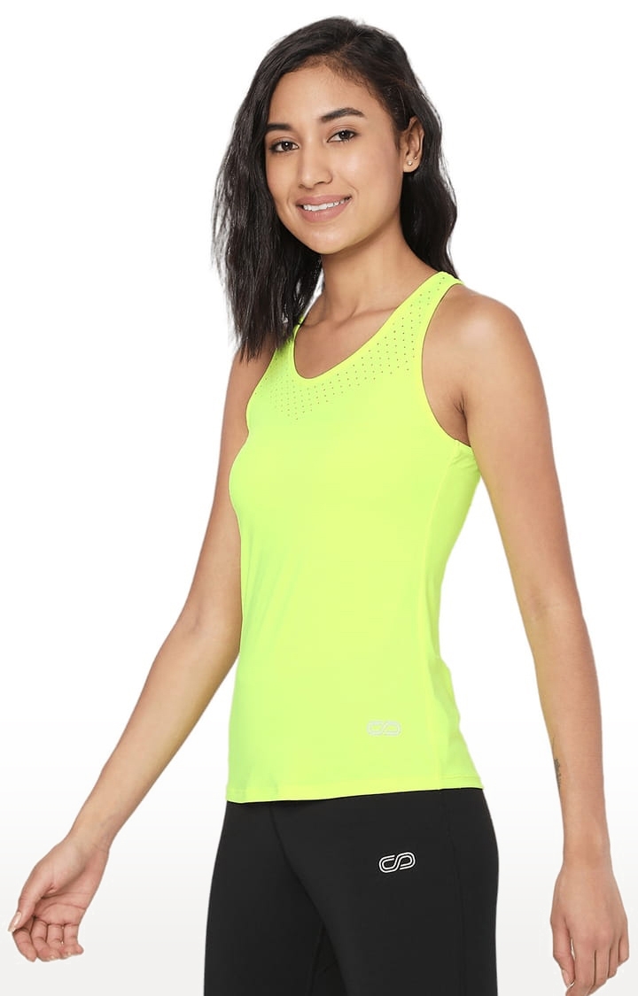 SilverTraq | Women's Safety Yellow Polyester Solid Activewear Tank Top 1