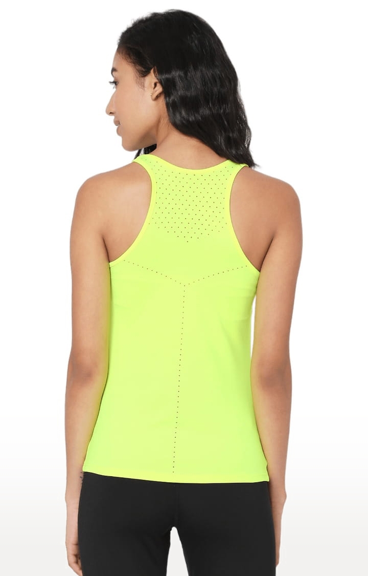 SilverTraq | Women's Safety Yellow Polyester Solid Activewear Tank Top 3