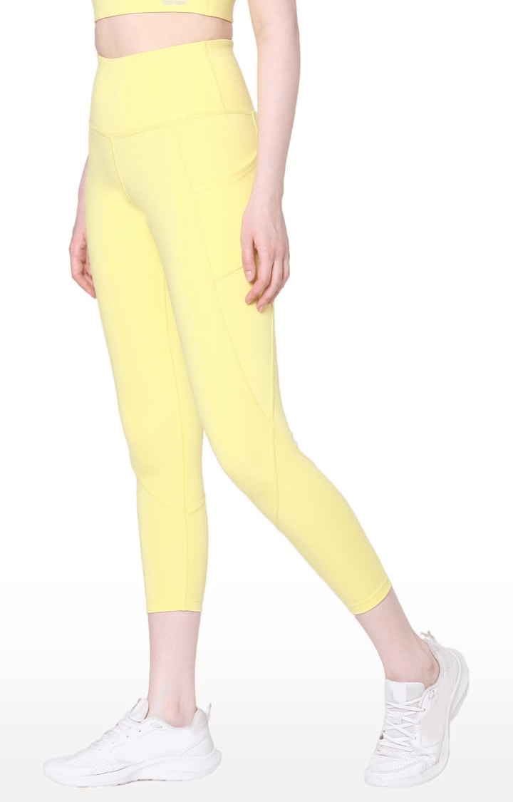 SilverTraq | Women's Yellow Polyester Activewear Legging 0