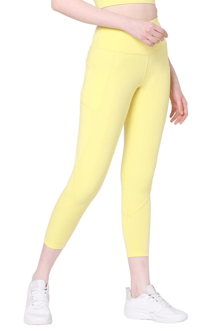 SilverTraq | Women's Yellow Polyester Activewear Legging 2