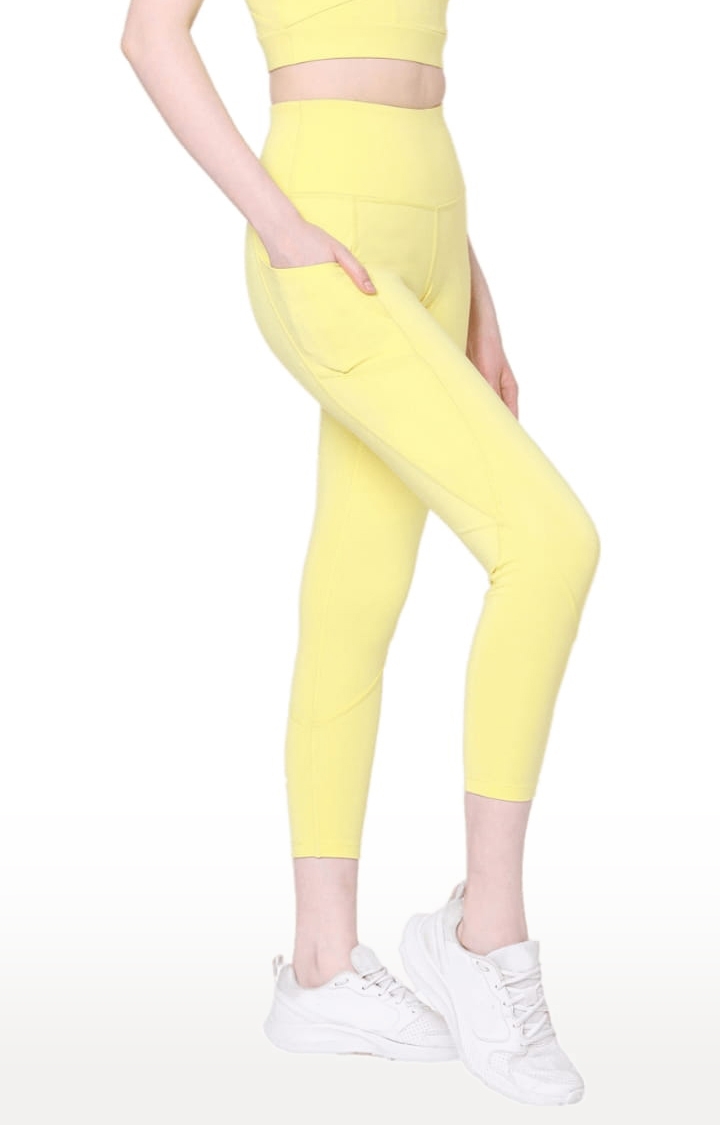 SilverTraq | Women's Yellow Polyester Activewear Legging 1