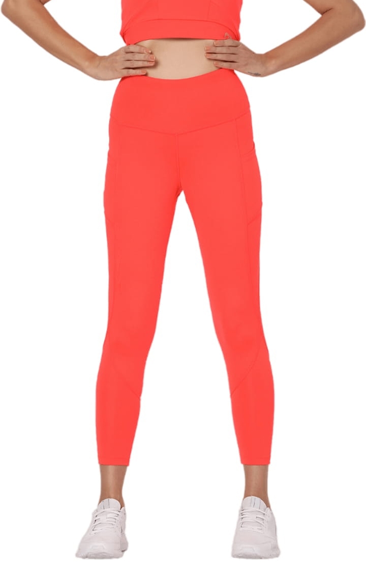 SilverTraq | Women's Orange Polyester Activewear Legging 3