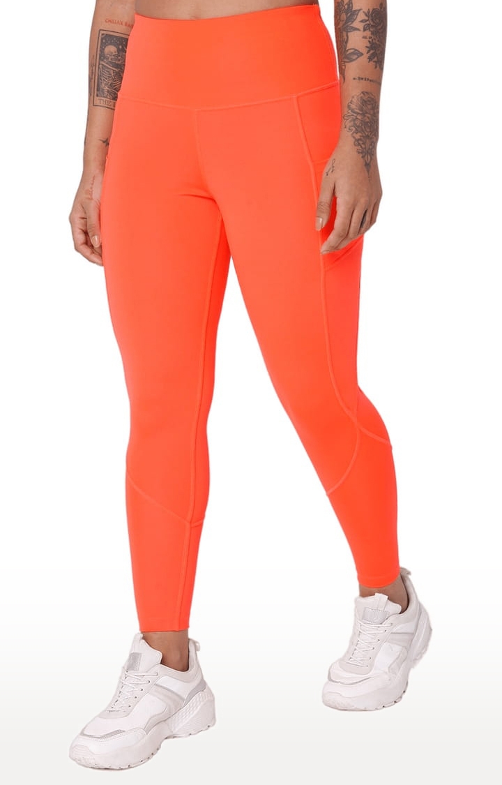 SilverTraq | Women's Orange Polyester Activewear Legging 4