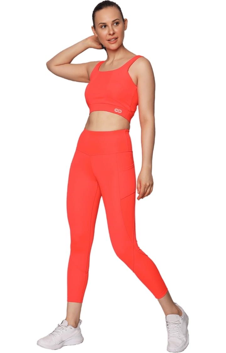 SilverTraq | Women's Orange Polyester Activewear Legging 2