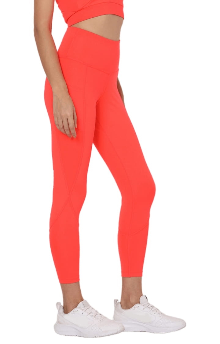 SilverTraq | Women's Orange Polyester Activewear Legging 5