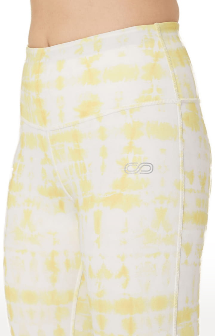 Women's Yellow Polyester Activewear Legging