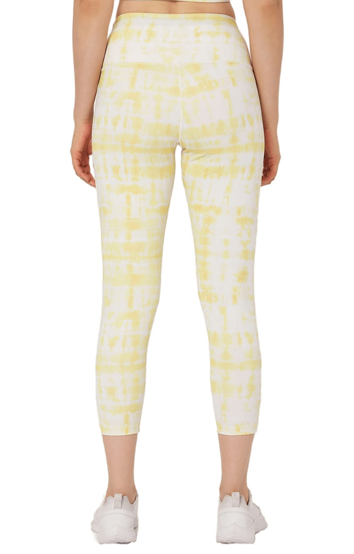 Women's Yellow Polyester Activewear Legging