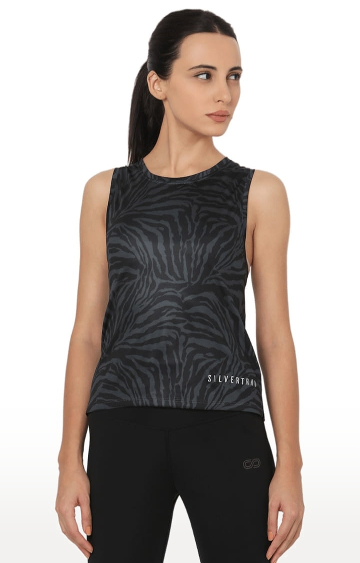 SilverTraq | Women's Black Polyester Solid Activewear Top 0