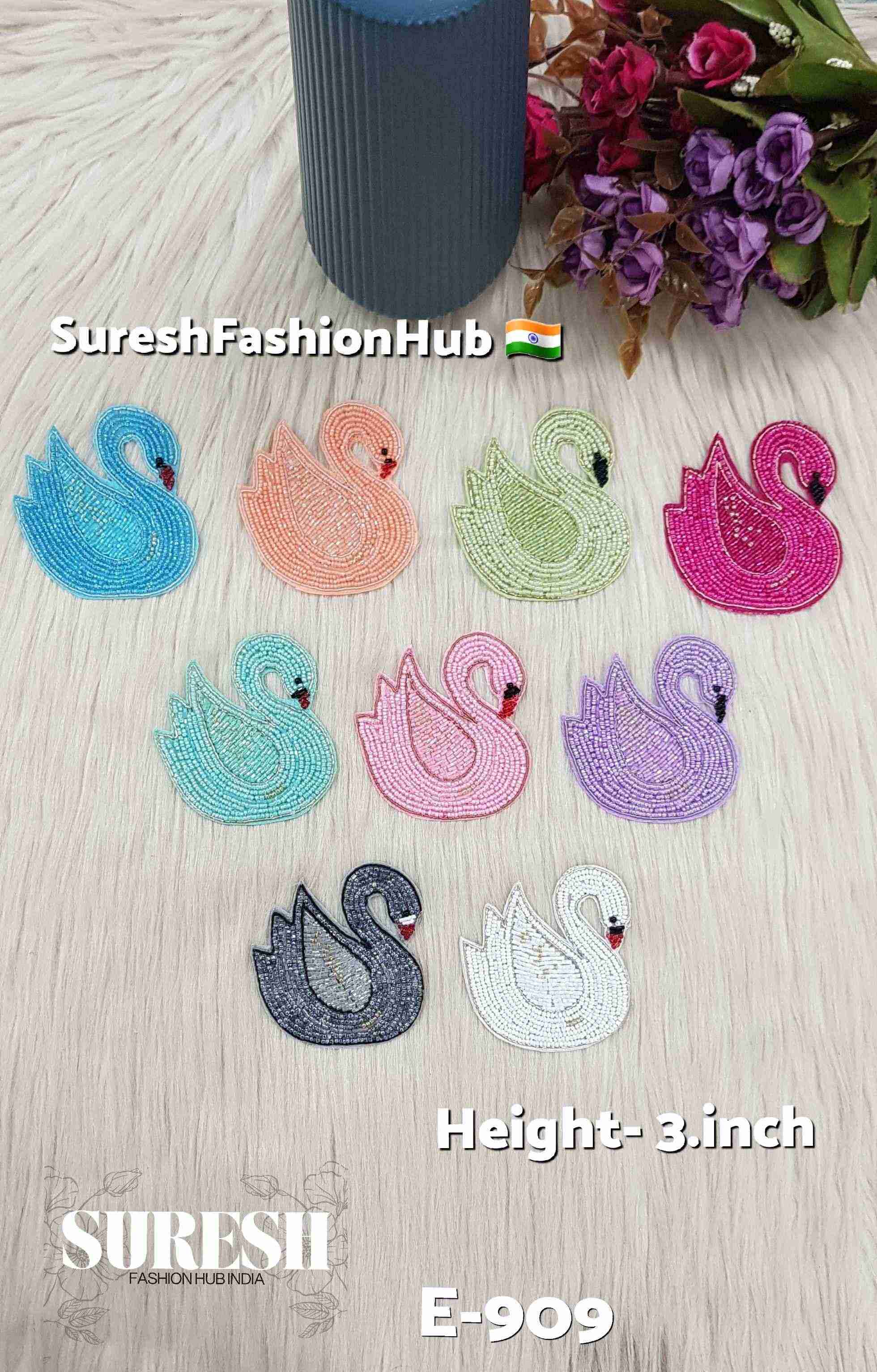 Aqua Blue Right Facing Swan Patch – E-909