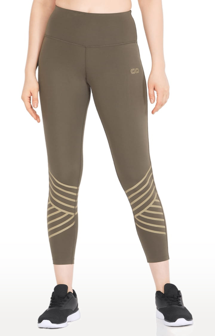 Women's Green Polyester Activewear Legging