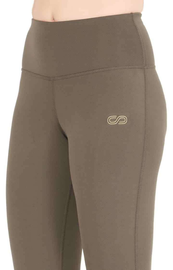 Women's Green Polyester Activewear Legging
