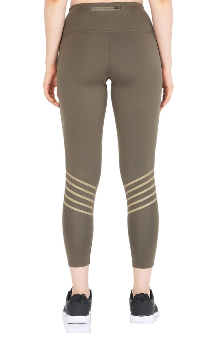 Women's Green Polyester Activewear Legging