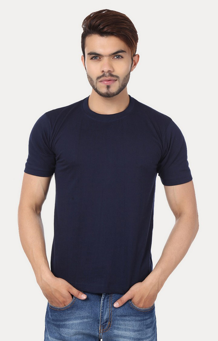 Men's Black Cotton Solid Regular T-Shirts