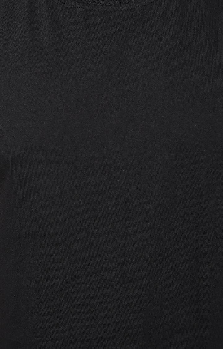 Men's Black & White Cotton Solid Regular T-Shirts