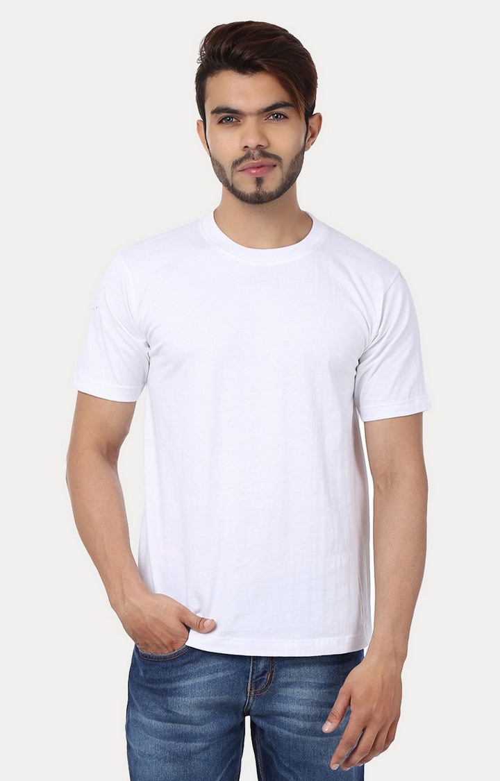 Men's Green Cotton Solid Regular T-Shirts