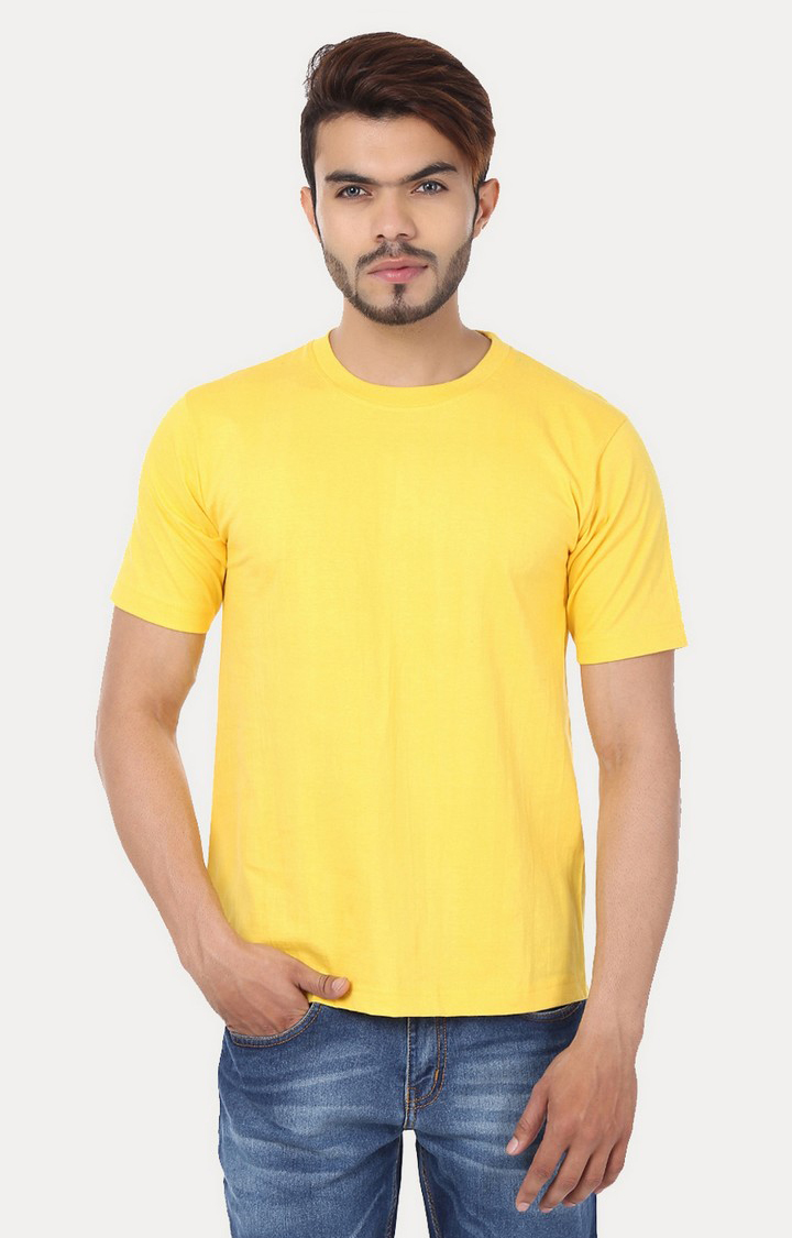 Men's Green Cotton Solid Regular T-Shirts