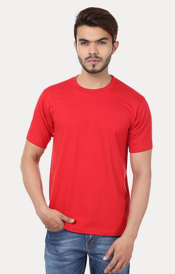 Men's Blue Cotton Solid Regular T-Shirts