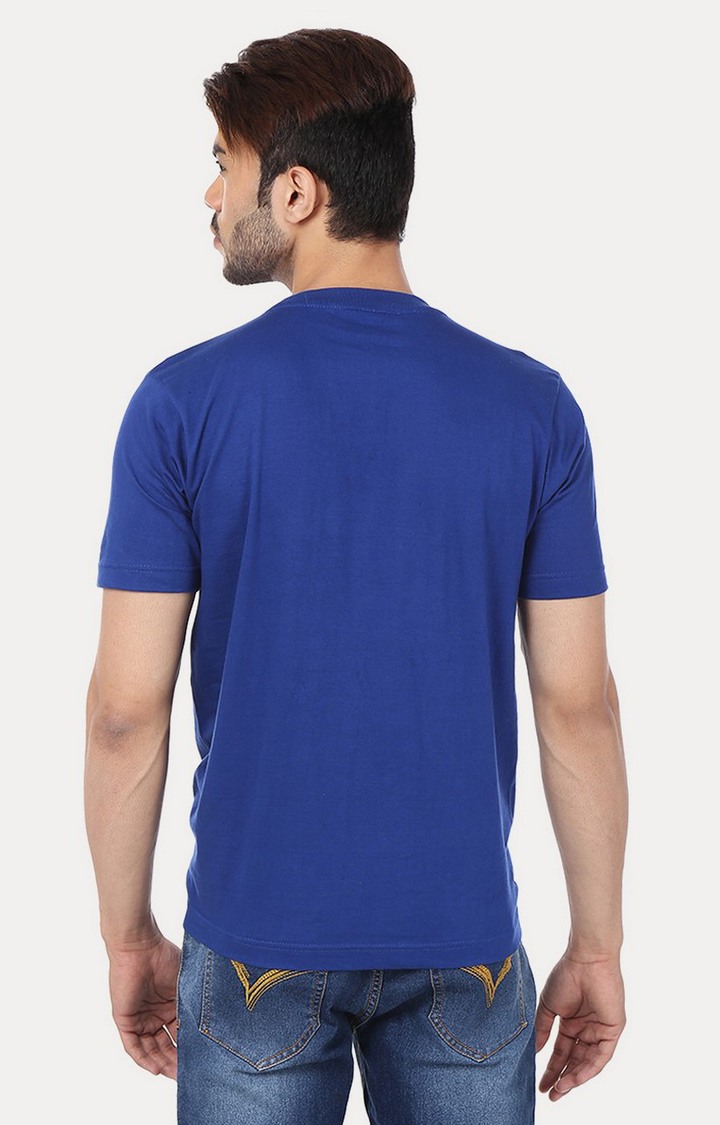 Men's Blue Cotton Solid Regular T-Shirts