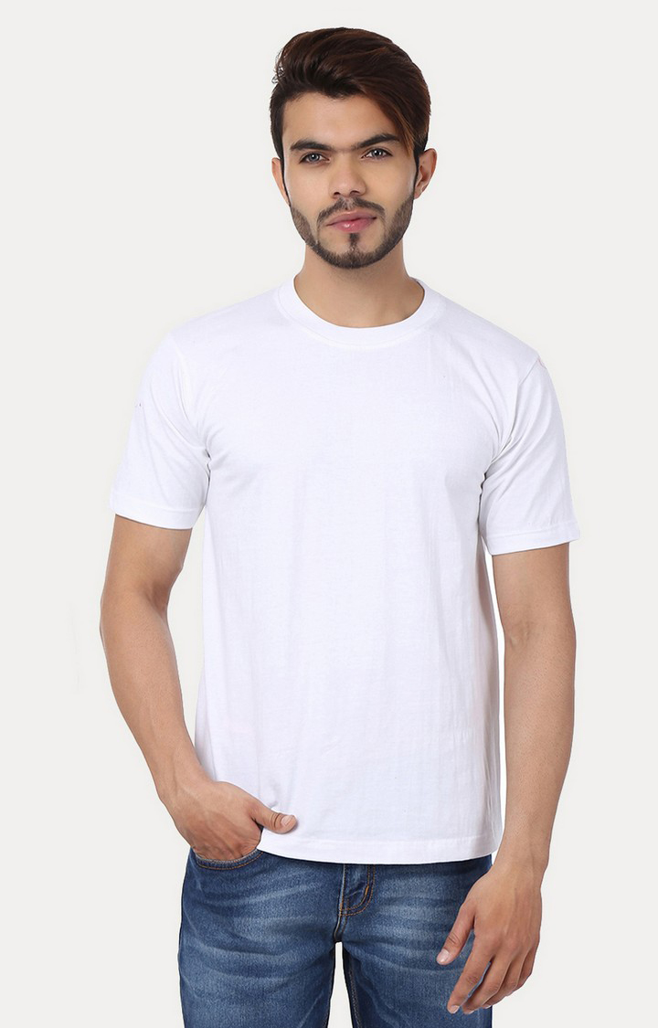 Men's Blue Cotton Solid Regular T-Shirts