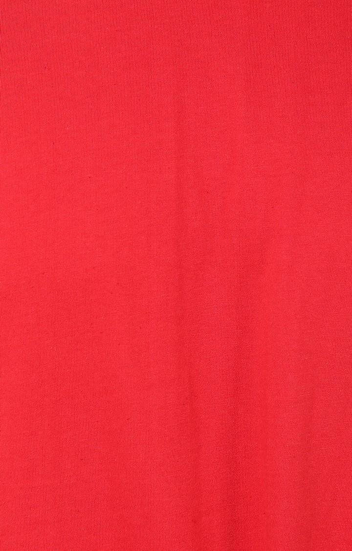 Men's Red Cotton Solid Regular T-Shirts