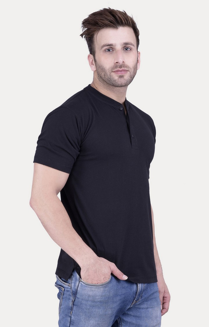 Men's Black Cotton Solid Regular T-Shirts