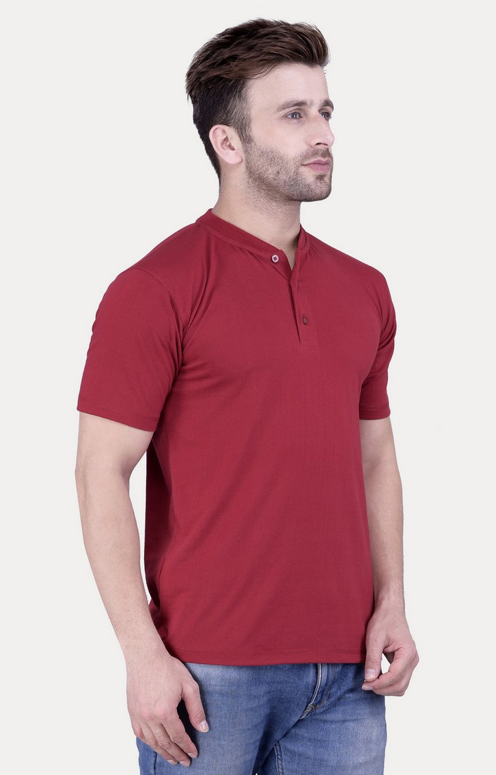 Men's Red Cotton Solid Regular T-Shirts