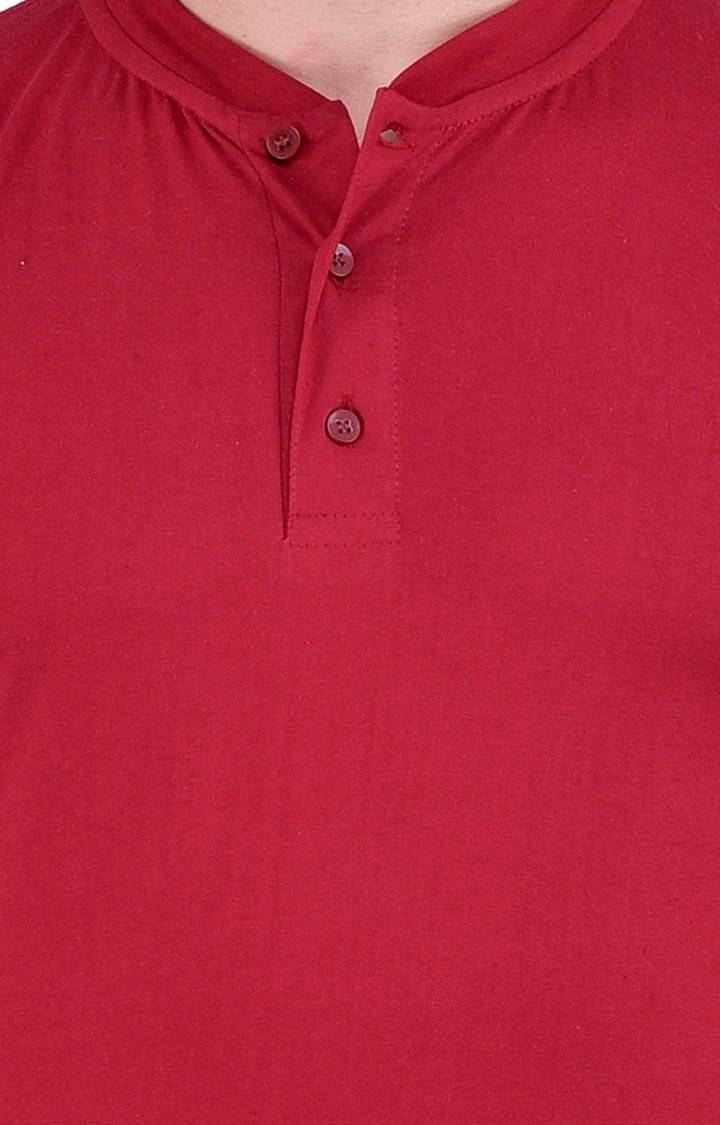 Men's Red Cotton Solid Regular T-Shirts