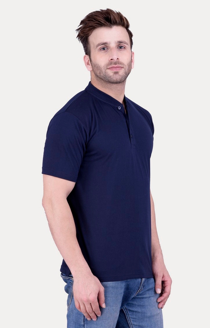 Weardo | Men's Blue Cotton Solid Polos 2