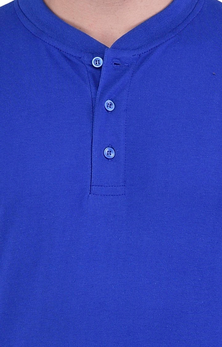 Weardo | Men's Blue Cotton Solid Polos 5
