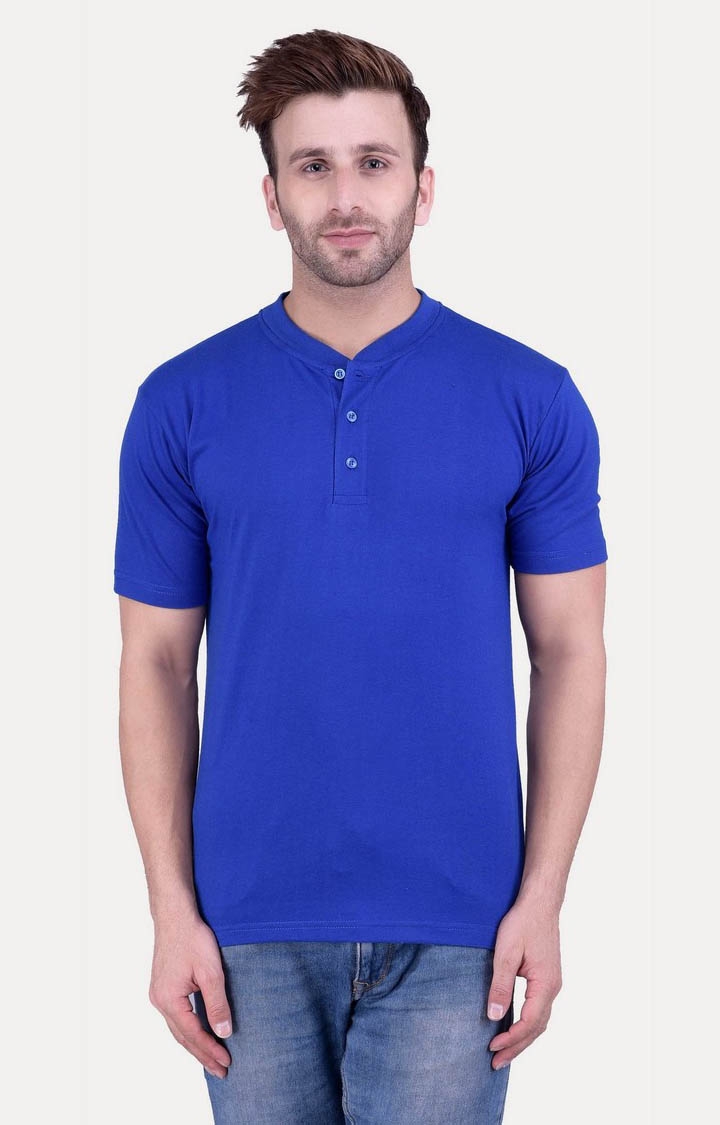 Weardo | Men's Blue Cotton Solid Polos 1