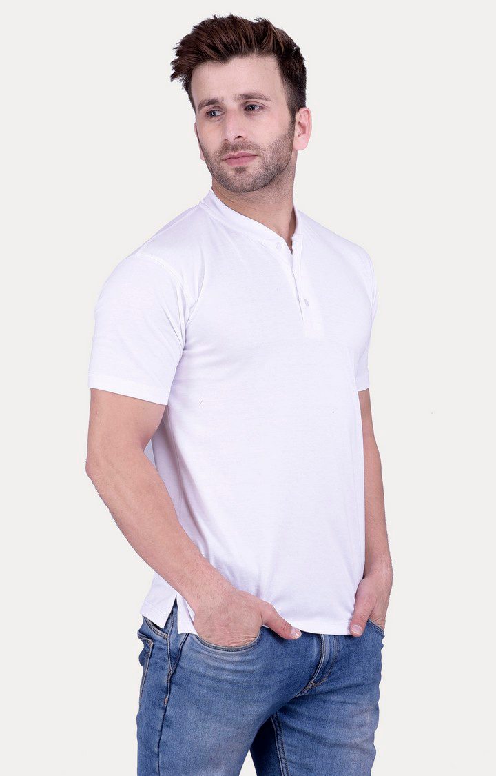 Men's White Cotton Solid Regular T-Shirts