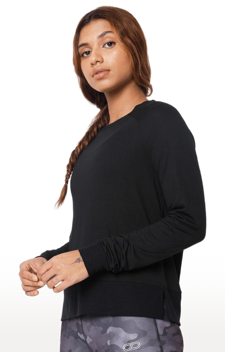 SilverTraq | Women's Black Viscose Solid Activewear T-Shirt 3