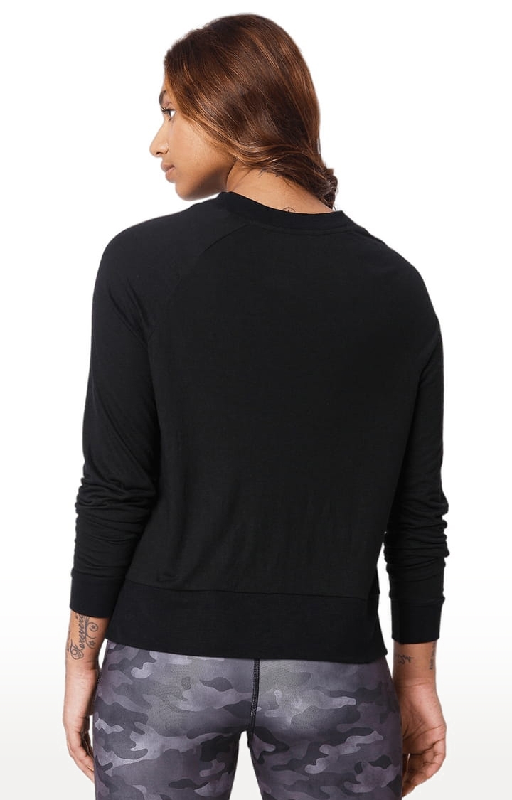 SilverTraq | Women's Black Viscose Solid Activewear T-Shirt 5