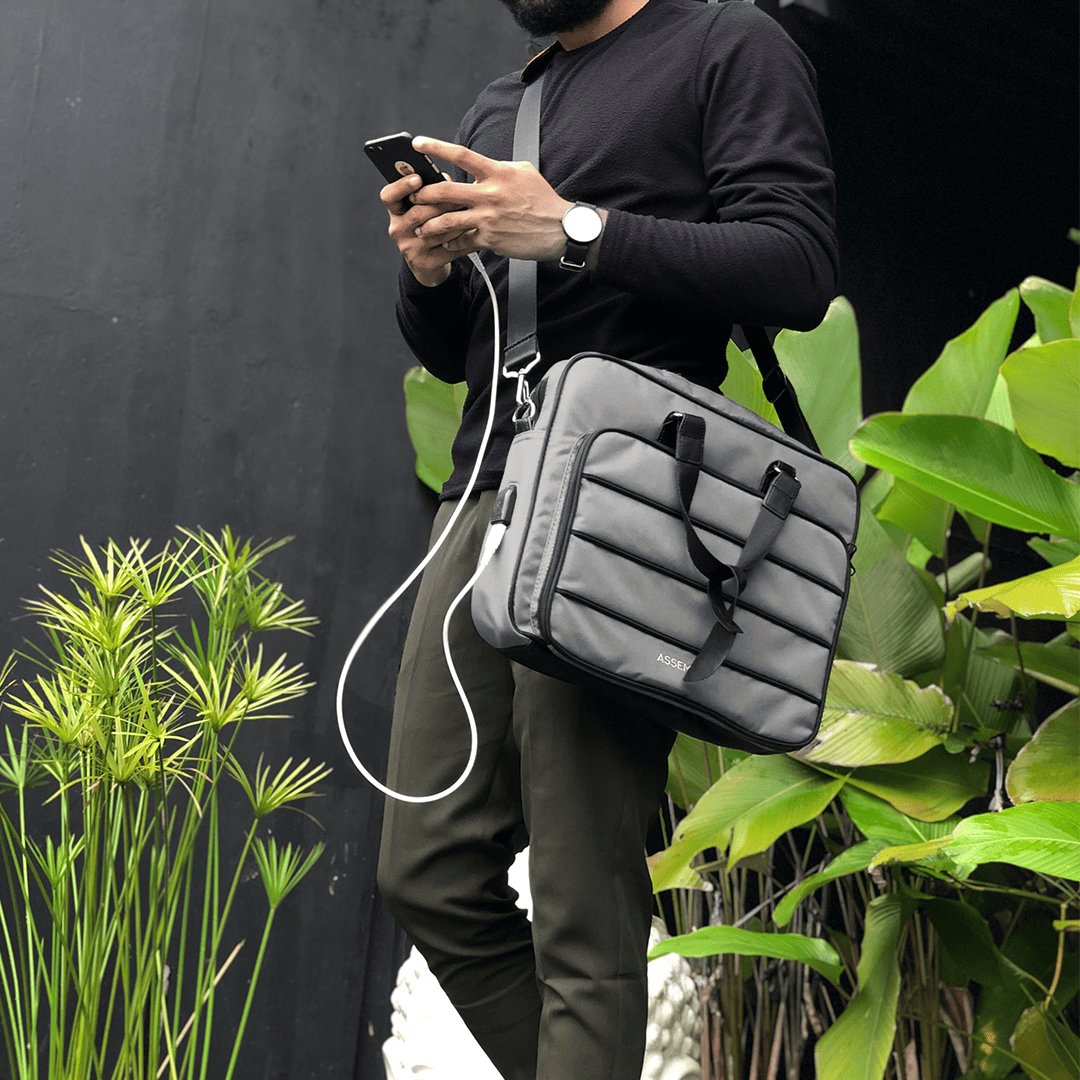 Cabin Luggage Trolley Bag with Laptop Bag Combo USB Charging Grey