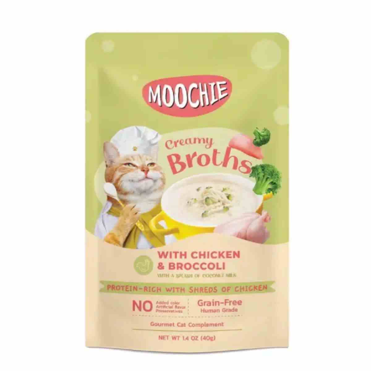 Moochie Creamy Broth with Chicken and Broccoli Wet Cat Food - 40gm