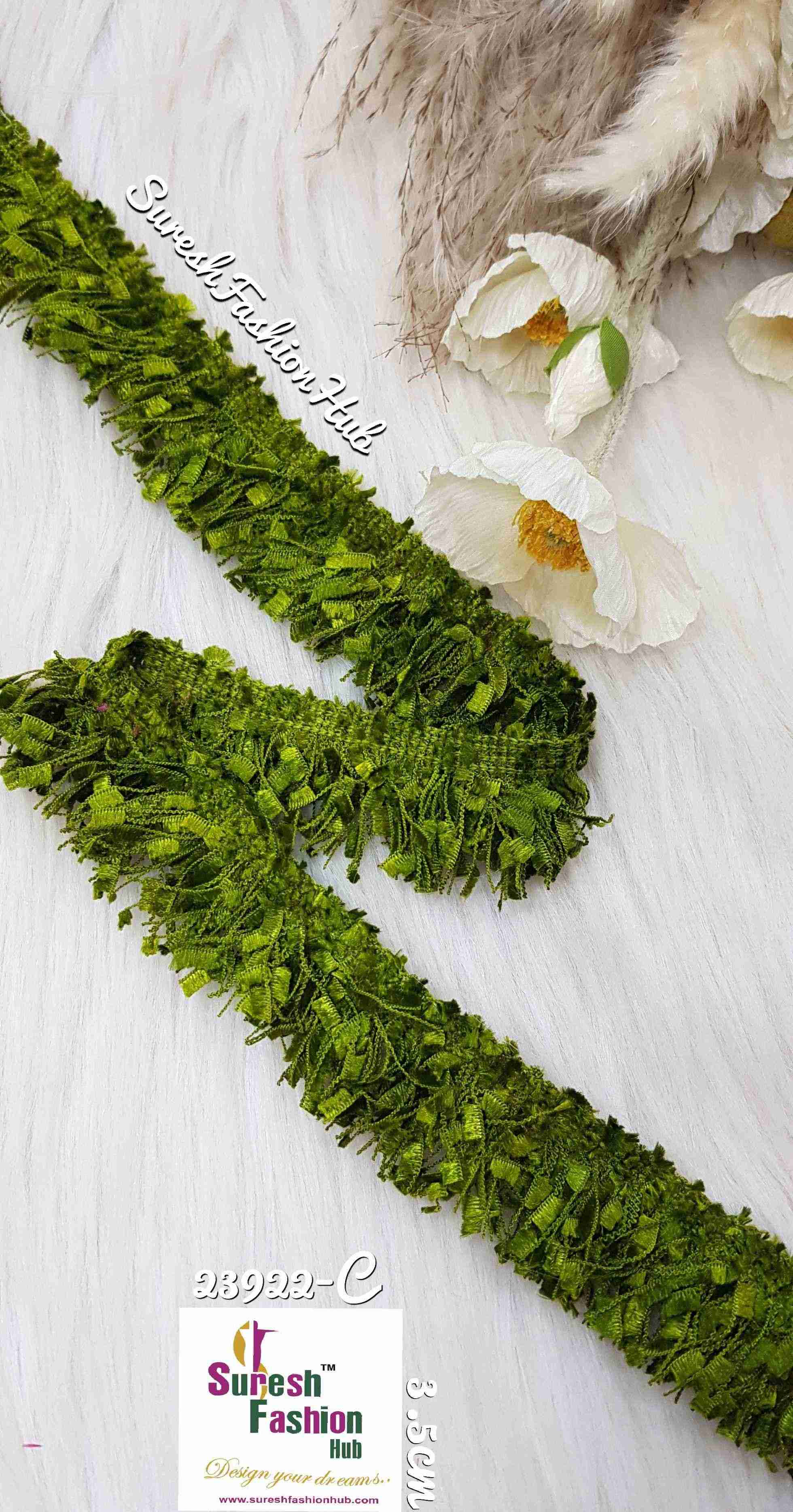 Furry Fringes  Olive Green  Trim