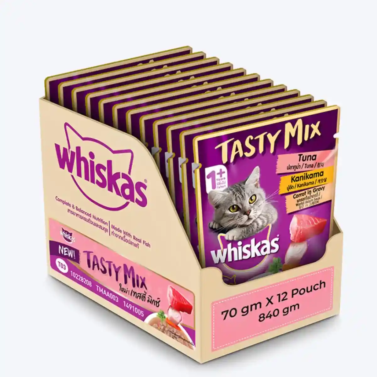 Whiskas Tasty Mix Tuna Kanikama Carrot In Gravy Wet Cat Food - 70g