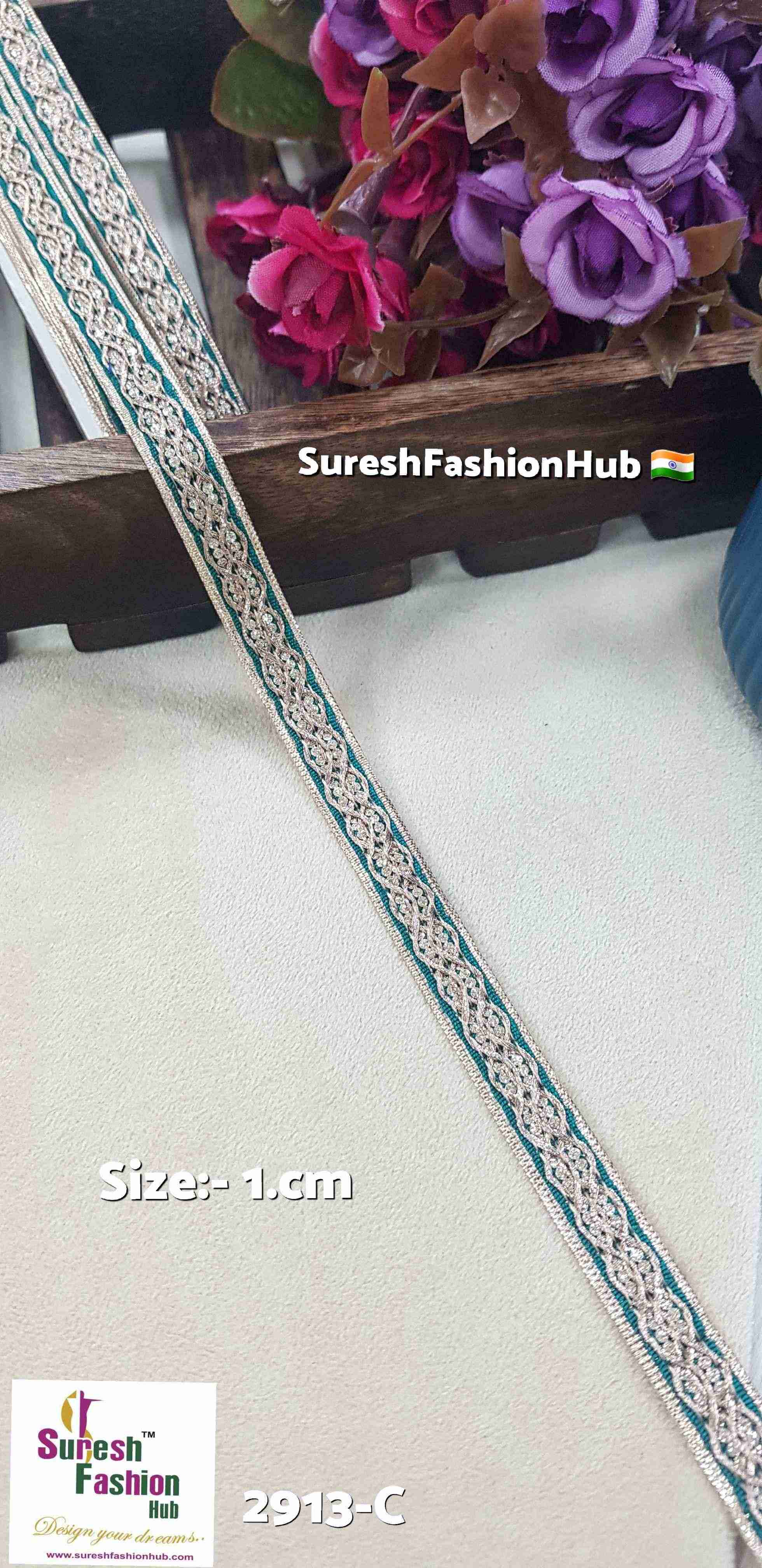 Rama Green Radiant Zari Embellishments Trim