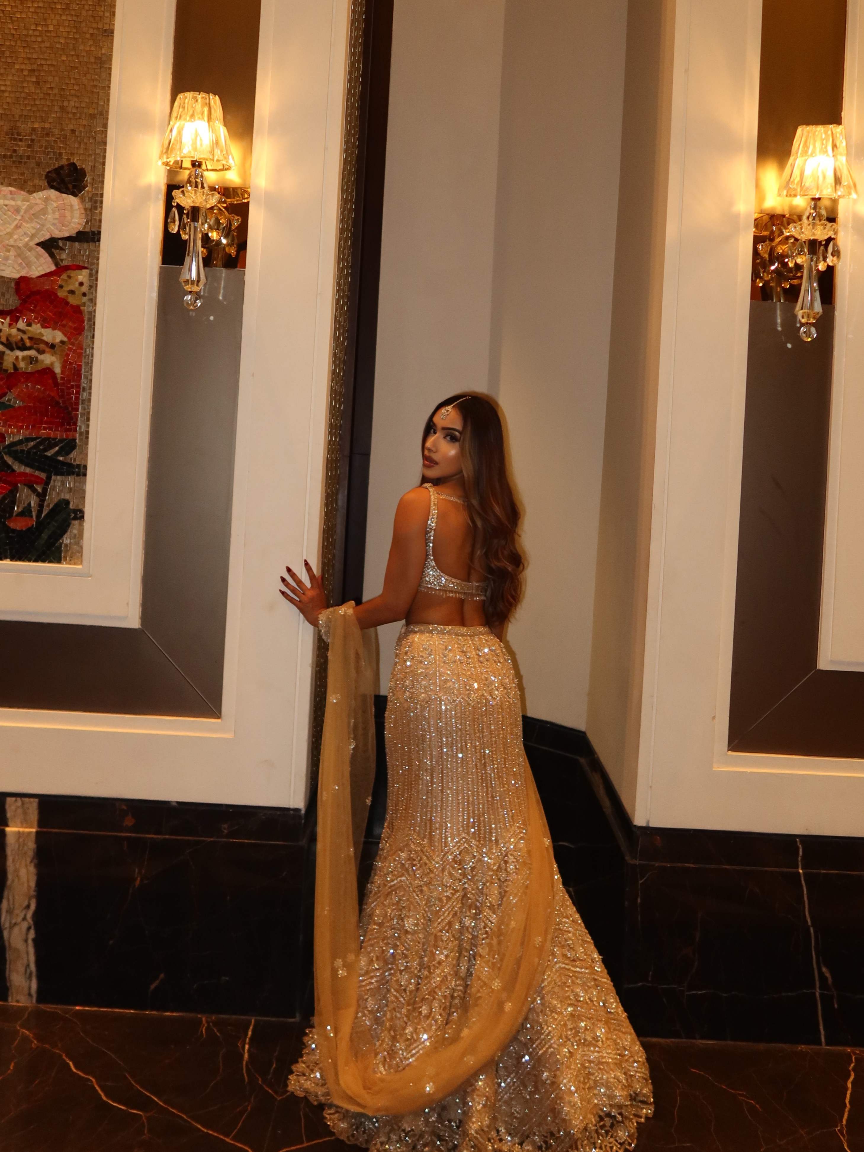 Ophelia Champagne Gold Fishcut Lehenga