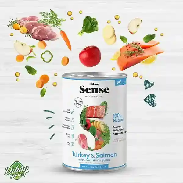 Dibaq Sense Salmon & Turkey Wet Food for Puppy, 380 Gm (Can)
