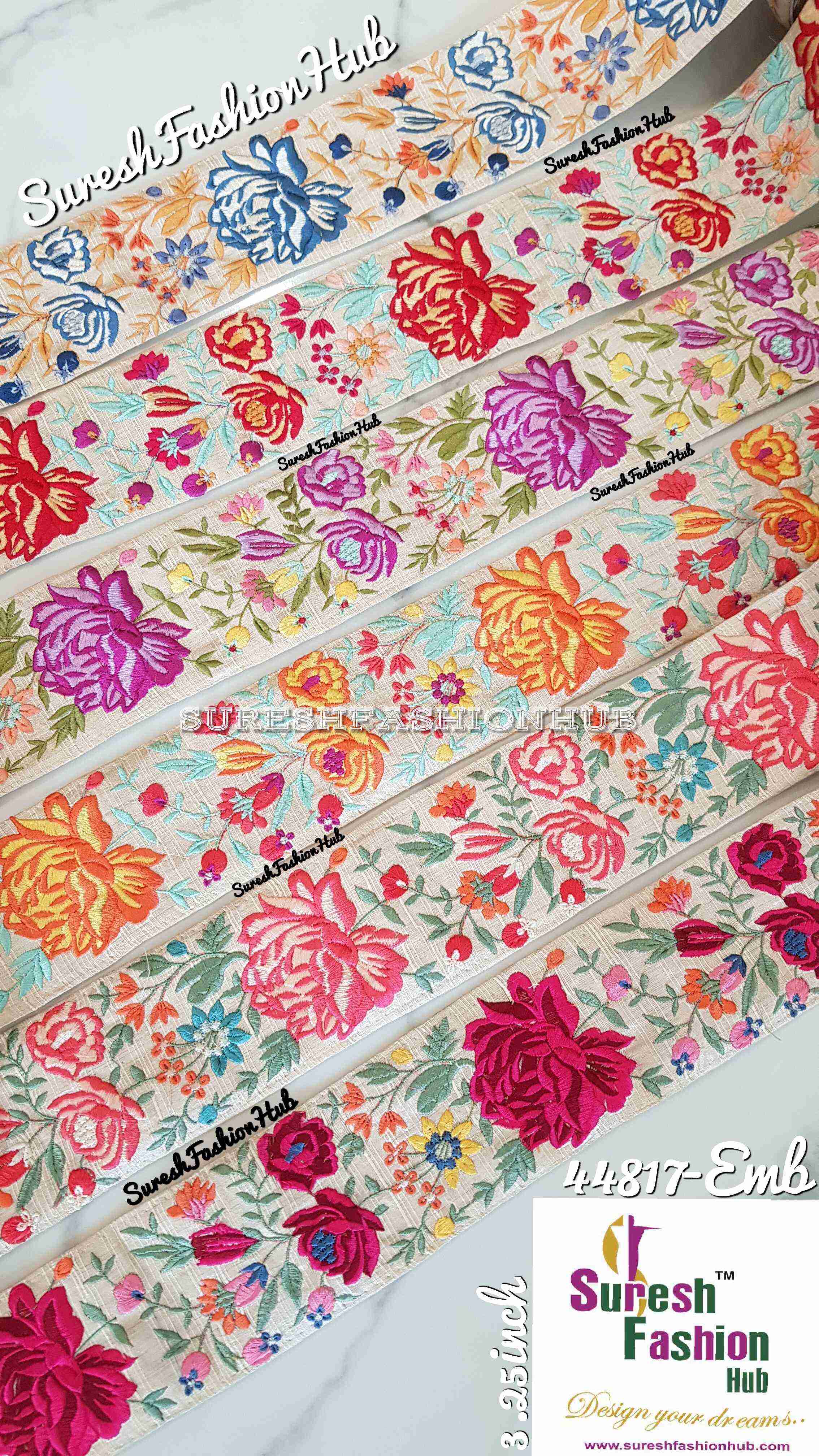 Blue Flower Botanic Threadwork Mirage Designer Trim