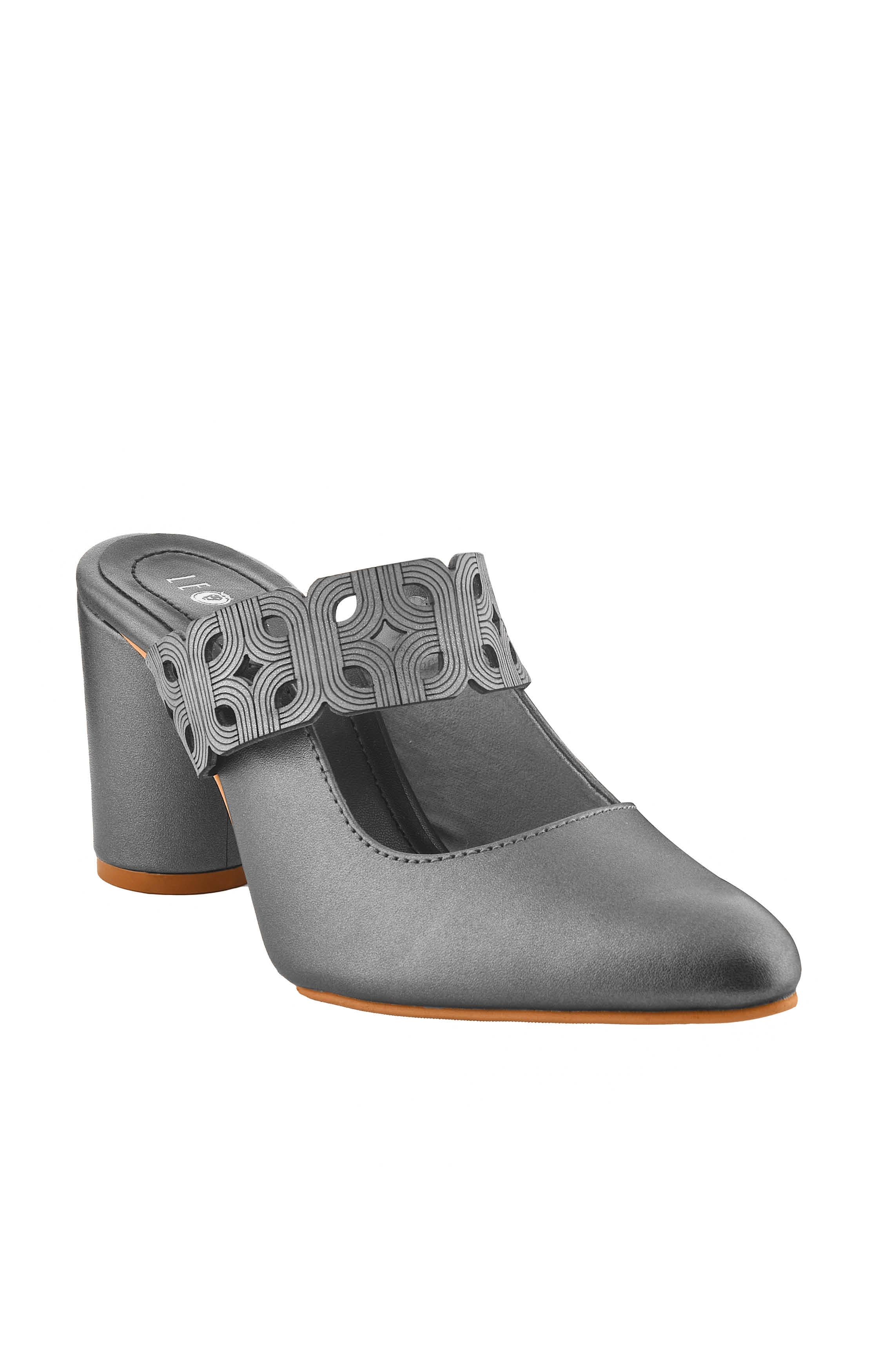 Point Toe Block Heels - Grey