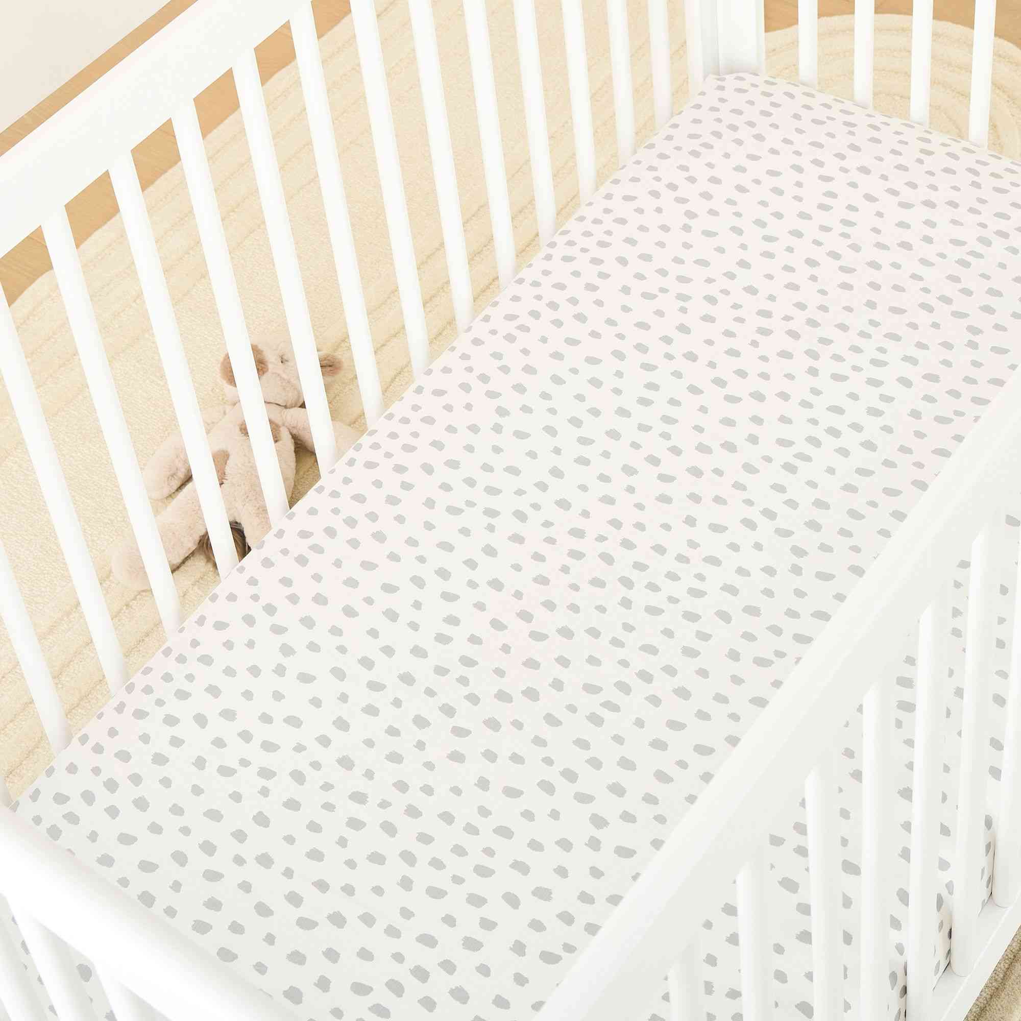 Brushstroke Dot Organic Crib Fitted Sheet